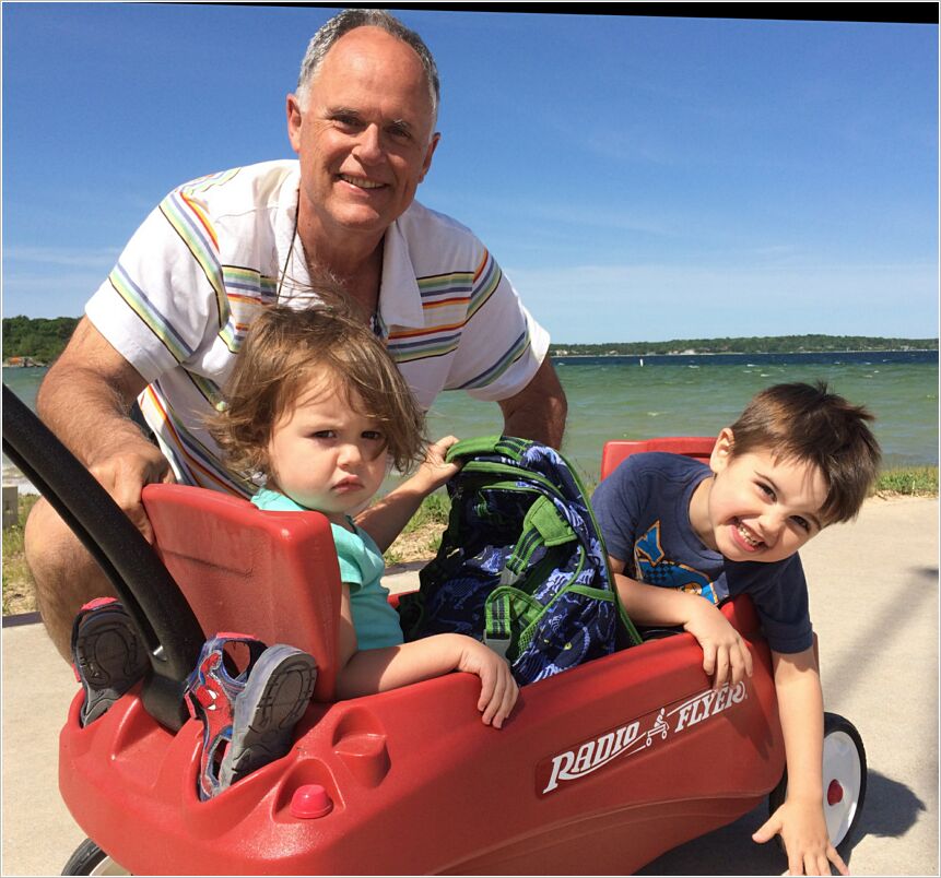 Red wagon at the beach