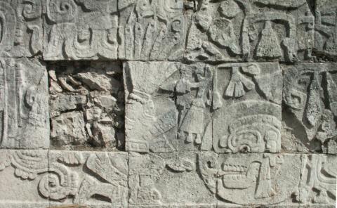 Ball court wall carvings